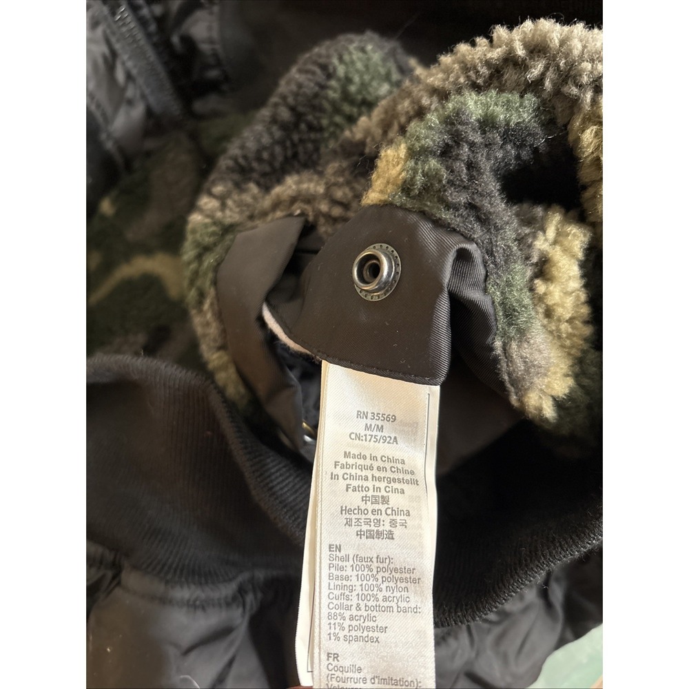 Alpha Industries Jacket Mens Medium Black Camo L-2B Sherpa Reversible Relaxed - Picture 14 of 15